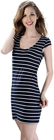 Winner Guess Women Deep V- Neck Stripe Dress (X-Small)