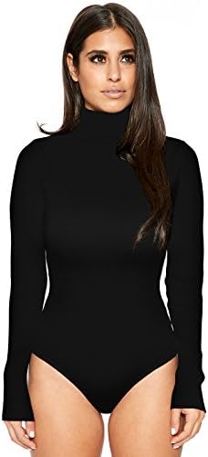 LadyKing Women's Turtleneck Sexy Bodysuit Leotard One Piece Romper Black S