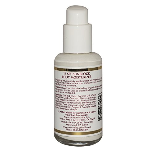 Nonie of Beverly Hills AHA! 15 SPF Sunblock. All Natural. 3.5 Oz
