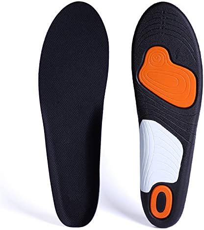 Orthotic Insoles for Men & Women, Full Length Plantar Fasciitis Inserts with Hight Arch Support, Sports Orthopedic Gel Shoes Insoles for Supination, Flat Feet, Heel & Foot Pain (Black, Women‘s 5-10)