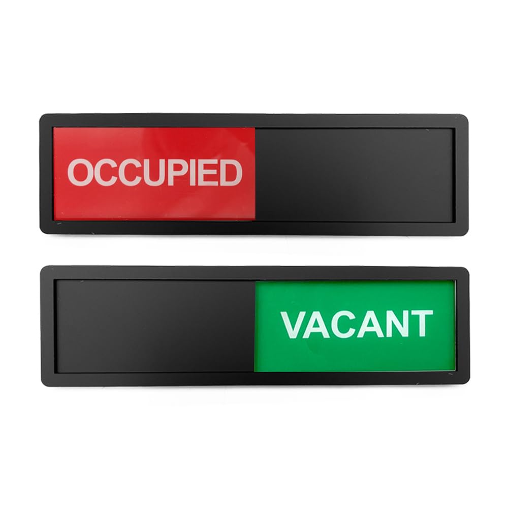 LICQIC Privacy Sign, OCCUPIED/VACANT - Sliding Door Sign for Home Office Restroom Conference, Black