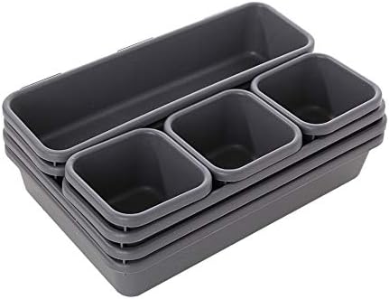 8-Piece Interlocking Bin Pack Drawer Organizers and Storage for Kitchen, Bathroom, Makeup, Office