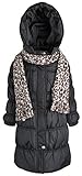 Sportoli Girls Hooded Warm Winter Long Puffer Bubble Coat with Matching Scarf