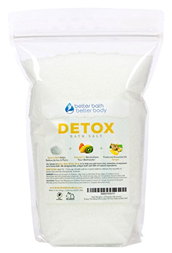 Detox Bath Salt 3-Lbs (48 Ounces) - Epsom Salt Bath Soak With Ginger & Lemon Essential Oil Plus Vitamin C - All Natural No Perfumes No Dyes - Detoxify & Revitalize Your Body & Mind Naturally