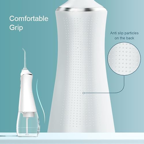 Water Flossers for Teeth, Portable Dental Water Floss for Tooth Cleaning, Cordless Oral Irrigator with 5 Tips & Jet Storage Case, Rechargeable 300mL Flosser for Travel, IPX7 خيط مائي للأسنان