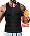 Junlan Men Weight Loss Shirts Waist Trainer Shaper Slim Tank Top Workout Exercise Vest (Sauna Tank Black, XXL)