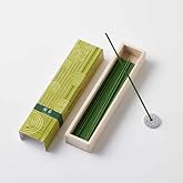 【百楽香　Hyakurakukou Incense-Sticks】 Green Tea(Ryokucha) 5.31in Contains 40 Sticks and an Incense Holder, Meditation, Zen, Yoga,Japanese Quality