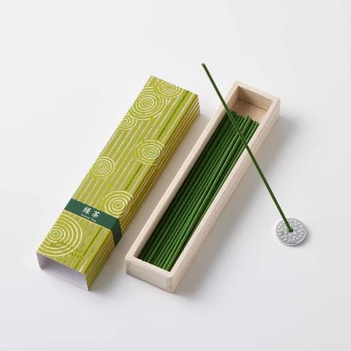 Photo 1 of ?????Hyakurakukou Incense-Sticks? Green Tea(Ryokucha) 5.31in Contains 40 Sticks and an Incense Holder, Meditation, Zen, Yoga,Japanese Quality
