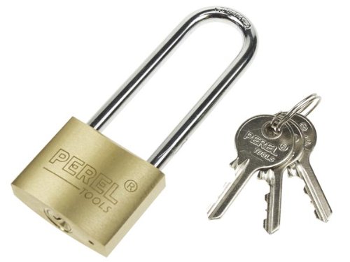 PEREL - SLKHB40 Large Shackle Padlock 40mm x 70mm Size 145900, Chrome