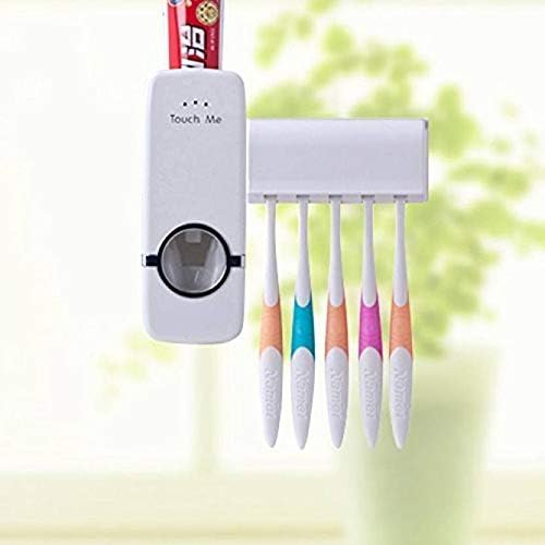 Brezzycloud Automatic Toothpaste Dispenser Kit with 5 pcs Toothbrush Holder Set