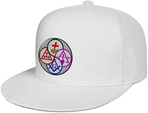 WENL York Rite Mason Printed Cool Flat Brim Baseball Caps Quick Drying Adjustable Dad Hat Unisex