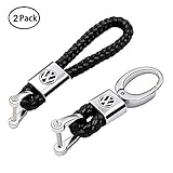 VILLSION 2Pack Genuine Leather Car Logo Keychain VW Key Chain Accessories Keyring
