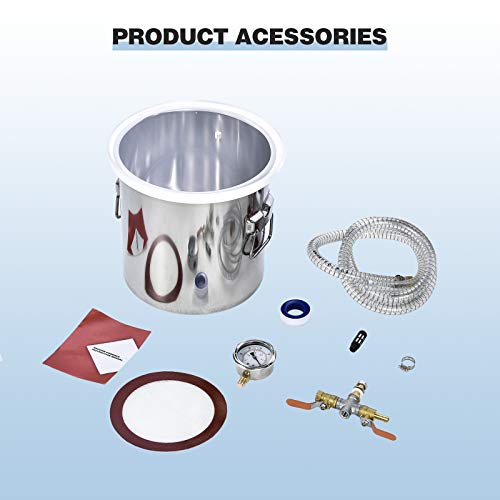 5 Gallon Vacuum Chamber,22L Vacuum ChamberWithout Vacuum Pump，Acrylic Lid Stainless Steel