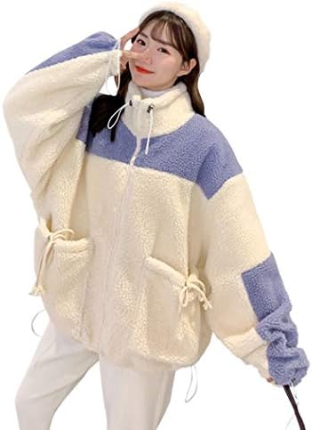 Aculldo レディース ボアブルゾン ボアジャケット ボアコート 大きめ 可愛い もこもこ フェイクファー ジャケット トップス 冬服 防寒着 あったか 大きいサイズ アウター カジュアル 韓国風 秋冬 おしゃれ着 通学 通勤