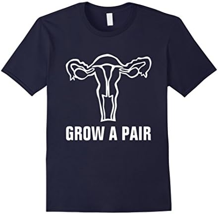 Men's Grow A Pair Uterus Cute Feminist TShirt Small Navy