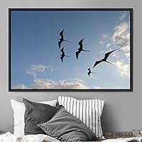 Framed Canvas Wall Art Flying Together Birds Farmhouse/Country Group Group Multicolor Photography Realism Relax/Calm Warm - 16x24 inches
