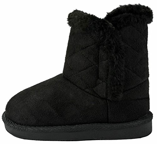 Baby Girls Toddler Warm30F Black Slouch Buttons/Sweater Knit Faux Fur Lined Soft Sole Infant Boots-3