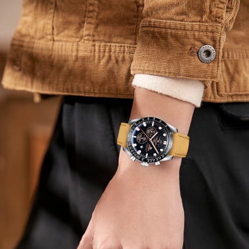 LN LENQIN Mens Watches Leather Watch Analog Quartz Watches for Men 30M Waterproof Men's Wrist Watches Luminous Luxury Fashion Business Casual Watches with Date