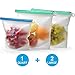 Reusable Silicone Food Storage Bags 3 Pack - 2 Large Food Bags 50OZ & 1 Quart Silicone Bag - Reusable Freezer Bags Leakproof - Reusable Sandwich Bags Dishwasher Safe - Silicone Sous Vide Bags Airtight