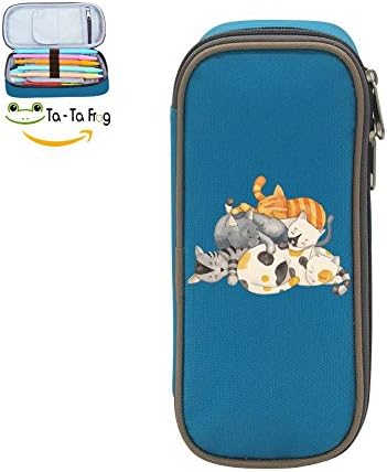 Fymanlu Cat Nap Big Capacity Pencil Case Bag Portable Stylish Nylon Pen Cases
