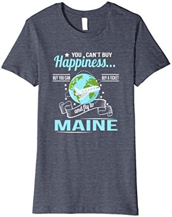 Womens You can't Buy Happiness but You can Fly to Maine T-Shirt Medium Heather Blue