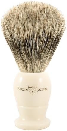Edwin Jagger1EJ877 Medium Best Badger Shaving Brush, Imitation Ivory for use with Shaving Cream or Soap for Men