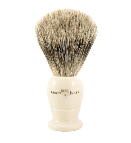 Edwin Jagger1EJ877 Medium Best Badger Shaving Brush, Imitation Ivory for use with Shaving Cream or Soap for Men