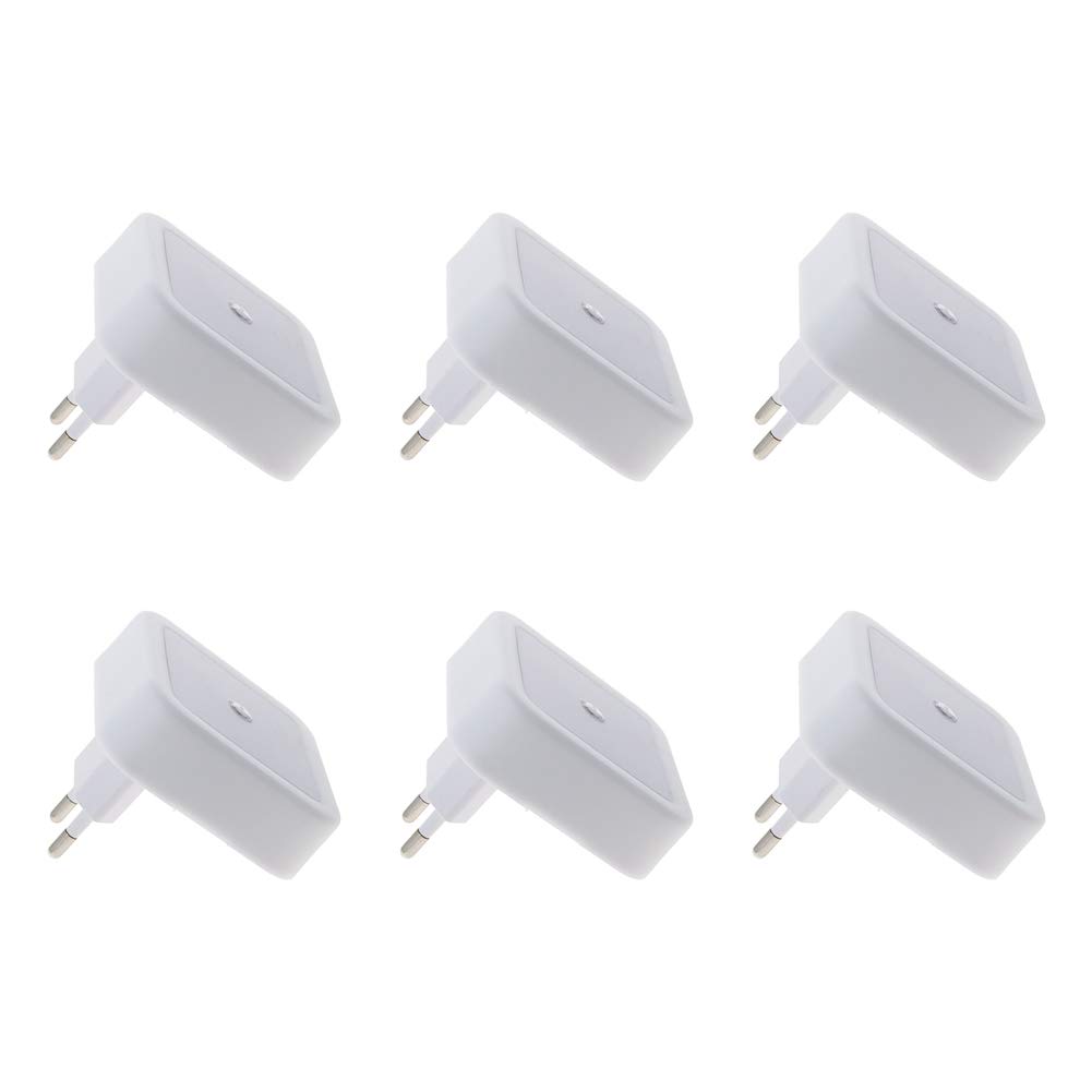 Othmro Plug-in Night Light LED Bed Lights with Auto Dusk-to-Dawn Sensor Light for Shaver Socket, Bathroom Bedroom Kitchen Hallway Warm Light 6Pcs