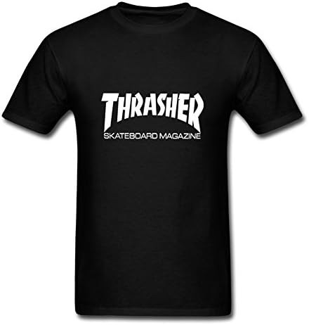 Fowe Men's Short Sleeve O Neck Thrasher Skateboard Cotton T Shirts XX Large Black