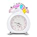 KOROTUS COLLECTION Unicorn Alarm Clock for Girls, Christmas Gifts for Kids and Teen Loud Bell and Button Night Light for Heavy Sleepers (White)