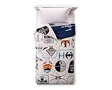 Star Wars Classic White Blue Reversible Comforter (Twin) with R2D2, Darth Vader, Falcon