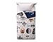 Star Wars Classic White Blue Reversible Comforter (Twin) with R2D2, Darth Vader, Falcon