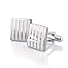 INSTEN Silver Cufflinks with White Stripes