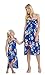 Matching Hawaiian Luau Mother Daughter Butterfly Dress in Hibiscus Blue M-4