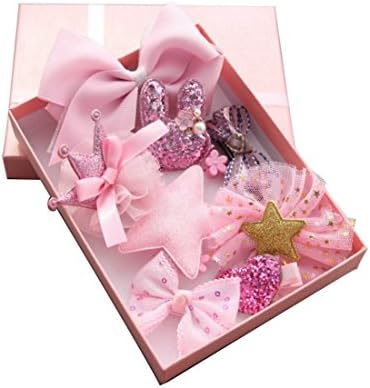 Children's Headdress, 10 Pcs Baby Little Girls Side Hair Clips Bows Barrettes Hairpins Gift Set (Pink)