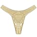 FEESHOW Mens Smooth G String Thongs Open Front Underwear (Medium, Beige)