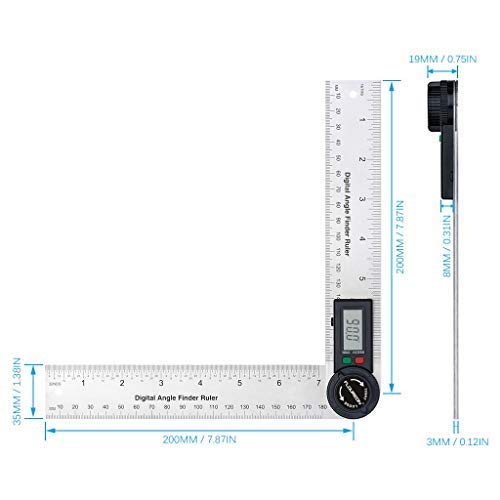 FLOUREON Digital Protractor Angle Finder,7-inch Protractor(DL600 Stainless Digital Angle Ruler),Digital Protractor Goniometer 360° 