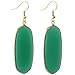 rockcloud Green Crystal Glass Dangle Hook Earrings Oval Gold Plated