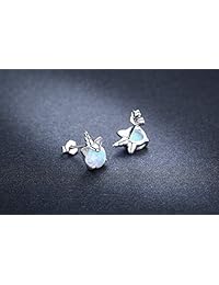 Pendientes de unicornio hipoalergénicos, de plata de ley 925, ópalo sintético, regalo de cumpleaños para ella