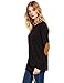 ROMWE Women's Loose Long Sleeve Elbow Patch T-Shirt Black M
