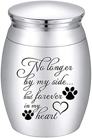 Hooami ミニ骨壷 刻字サービス無料 遺骨入れ 手元供養 シンプル 納骨容器 分骨つぼ 納骨 肉球マーク Heart 印字 By Side メモリアル用品 No Longer But 出群 In My Forever