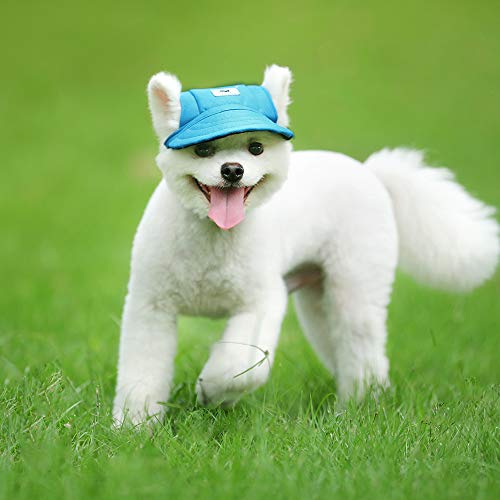 Dog Hat Pet Baseball Cap/ Dogs Sport Hat / Visor Cap with Ear Holes and Chin Strap for Small Dogs (Size S, Blue) By Happy Hours - Thumbnail 4