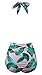COCOSHIP Pink & Forest Green Leaves Retro One Piece Backless Bather Swimsuit Pin Up Swimwear Monokini XL(FBA)