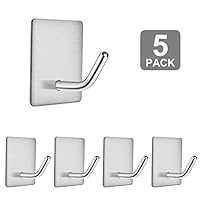 Robe Towel Hooks, SUS 304 Stainless Steel Bathroom Kitchen Hooks, Utility Heavy Duty Wall Hooks Office Hooks, Strong Adhesive Shower Hook, 3m Coat Key Hook Waterproof 5 Pack by APTGAGA