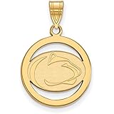 NCAA 14k Gold Plated Silver Penn State MD Circle Pendant