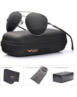 Mens Aviator Sunglasses Polarized :UV 400 Protection Metal Frame 60MM