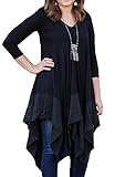 Wearlove Womens Asymmetrical Hem Causal Loose Long Sleeve Tunic T-shirt Dress