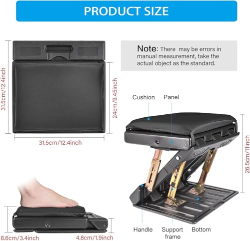 Nalacal Adjustable Foot Rest For Under Desk At Work, Ergonomic Stool Computer Footrest Foldable Height Soft Cushion Office, Gaming,Computer