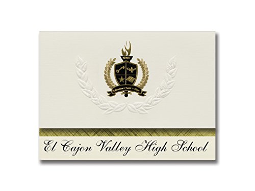 Signature Announcements El Cajon Valley High School (El Cajon, CA) Graduation Announcements, Presidential style, Basic package of 25 with Gold & Black Metallic Foil seal