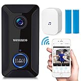 Video Doorbell WONGKUO Wireless Video Doorbell Camera 720P HD Security Smart WiFi Doorbells with Indoor Chime and 2 Rechargeable Batteries,Real-Time Video and Two-Way Talk,Night Vision